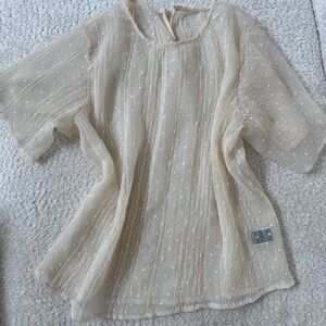 Chic Cream Blouse with Textured Design